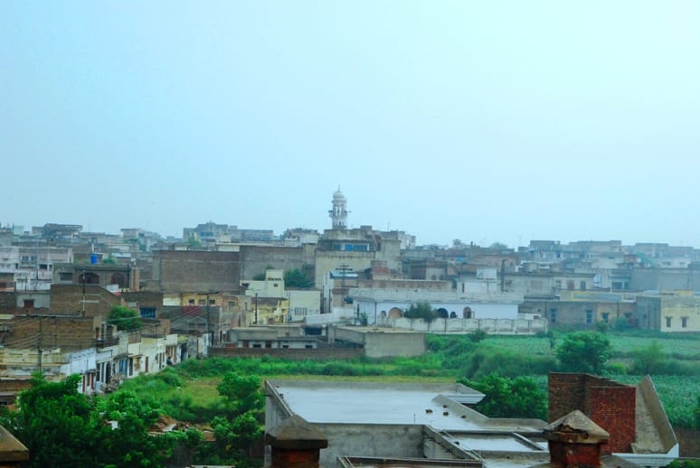 Old Chakwal city, rooftops and the minaret